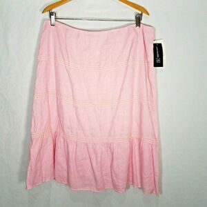 𝅺INC Pink Fairy Tiered Lined Midi Skirt Size 14W Plus Size